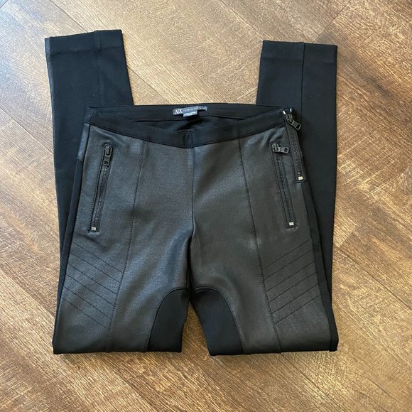 Armani Exchange Paneled Moto Leggings - Size 26 - Picture 4 of 6